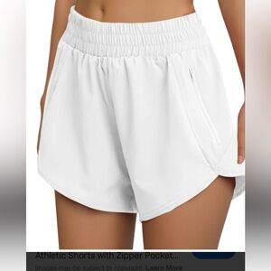 Joy Lab White Elastic-Waist Athletic Shorts with Zipper Pocket